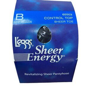 New L'eggs Sheer Energy Control Top Pantyhose Off Black 65503 Size B Sheer Toe
